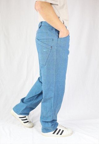 MENS VINTAGE NIKE TROUSERS JEANS W32 L30 RARE BUTTON FLY 90S