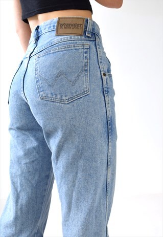 VINTAGE 80S HIGH WAISTED LIGHT WASH BLUE DENIM MOM JEANS