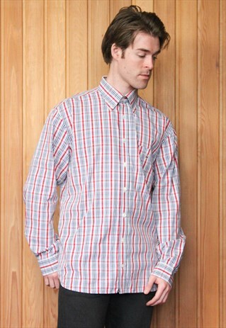 VINTAGE 1990S RED AND BLUE CHECKED SHIRT
