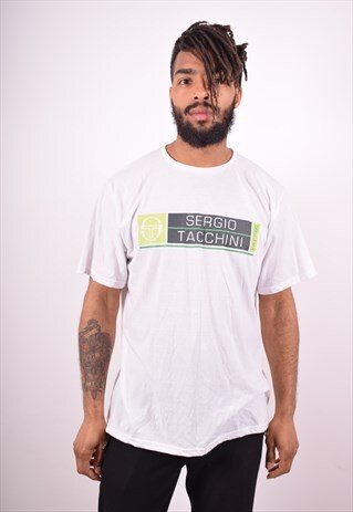 SERGIO TACCHINI MENS VINTAGE T-SHIRT TOP XL WHITE