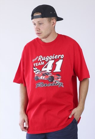 VINTAGE MENS RACING NASCAR SPORT CAR TEAM T-SHIRT