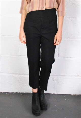 VINTAGE 70S BLACK CROP TROUSERS