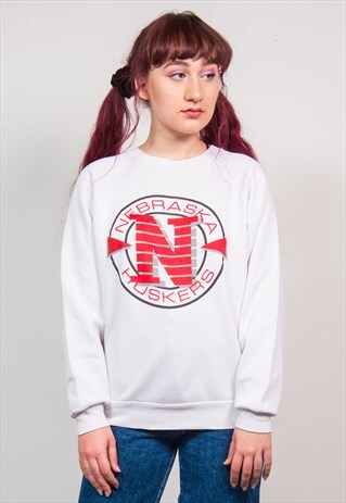 VINTAGE 90'S WHITE NEBRASKA CORN HUSKERS SWEATSHIRT