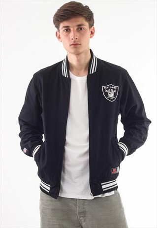 VINTAGE OAKLAND RAIDERS NFL BOMBER BLACK