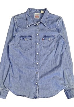 Women's Levi's Western Shirt In Blue Size UK 8