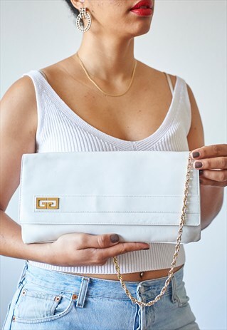 VINTAGE 80S 90S GIVENCHY INSPIRED CLUTCH BAG WITH CHAIN