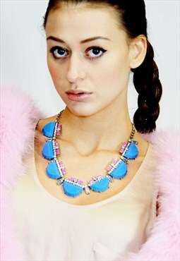 Deco Inspired Blue Statement Necklace