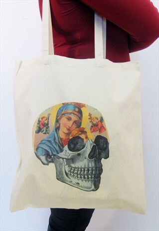 VIRGIN MARY SKULL TOTE BAG
