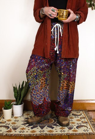 FAIRTRADE RED PEACOCK HIPPIE HAREMS TROUSERS