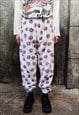 FLORAL FLEECE JOGGERS HANDMADE FLUFFY DAISY OVERALLS WHITE