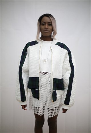 WHITE SPORT LUXE BOMBER JACKET