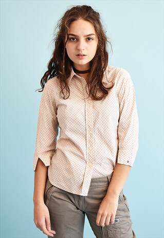 90'S RETRO TOMMY HILFIGER CHECKED CLASSY SHIRT TOP