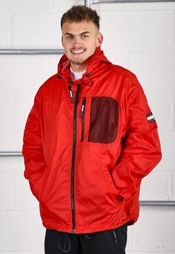 Vintage Tommy Hilfiger Jacket in Red Windbreaker Coat Large