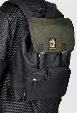 Quilted olive laptop backpack