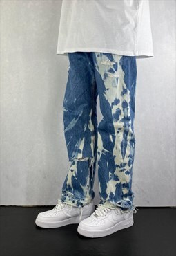 Bleached Levis 501 Blue Jeans Distressed (36 x 31.5)