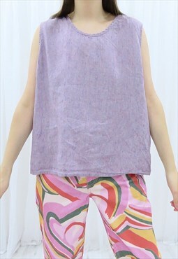 90s Vintage Lilac Sleeveless Vest Blouse Top
