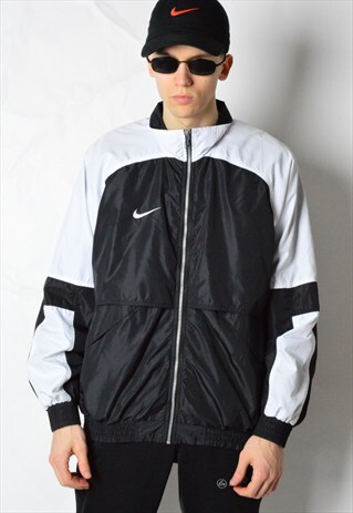 VINTAGE 90S BLACK AND WHITE NIKE SHELL TRACK JACKET