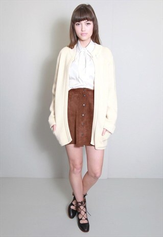 VINTAGE 1970'S AMAZING CREAM OVERSIZED WOOL CARDIGAN
