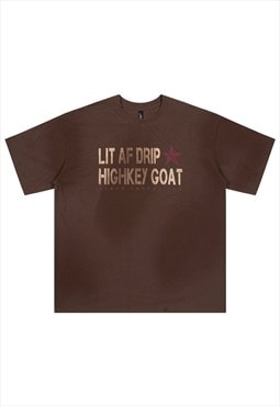 Bleached skater t-shirt tie-dye grunge rocker top in brown