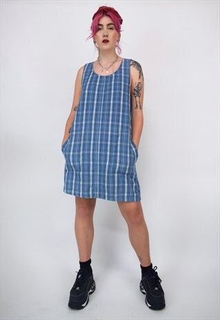 chequered pinafore dress