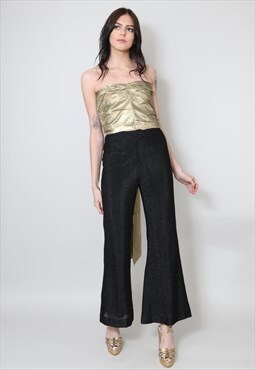 Vera Mont of Paris 70's Vintage Black Flared Trousers