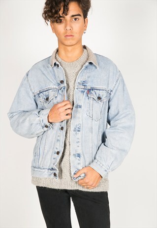 VINTAGE 80S LEVI'S CONTRAST COLLAR DENIM JACKET / R1076