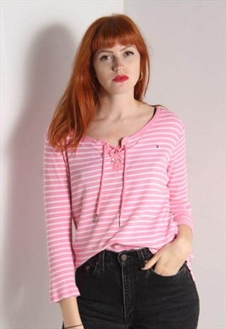 VINTAGE TOMMY HILFIGER Y2K RIBBED KNITTED TOP PINK