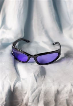 Black Lilac Wrap Around Narrow Sunglasses