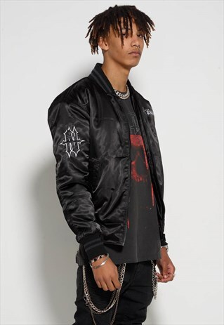 BLACK WHITE GOTHIC BOMBER JACKET