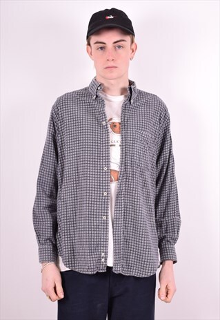 MENS VINTAGE FLANNEL SHIRT XL GREY 90'S