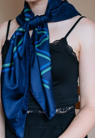 VINTAGE 80S MINIMAL BLUE SCARF