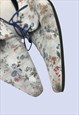 WHITE FLORAL PRINT POINTED LACE UP SMART FORMAL SHOES 