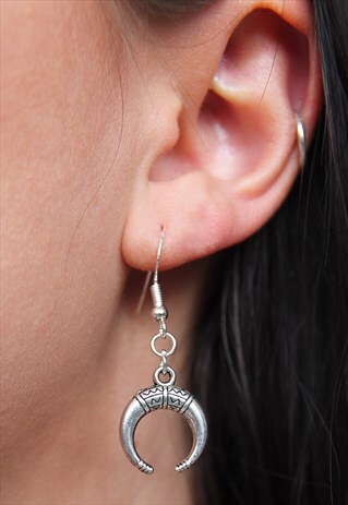 DOUBLE CRESCENT DANGLE EARRINGS