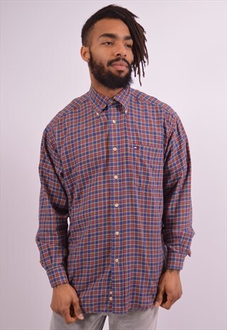 TOMMY HILFIGER MENS VINTAGE SHIRT MEDIUM MULTI CHECK 90S