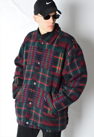 LEE COOPER VINTAGE 80S COLOURFUL CHECK WOOL BLEND JACKET