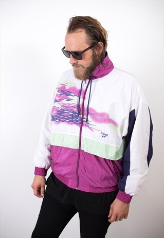 VINTAGE 90S COLOUR BLOCK ABSTRACT SHELL JACKET