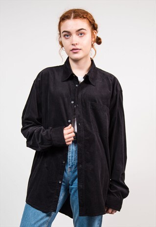 90'S VINTAGE BLACK CORD SHIRT