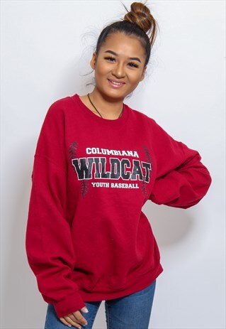 VINTAGE USA WILDCATS SWEATER IN RED LARGE