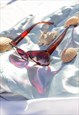TRANSPARENT RED EXAGGERATED CHUNKY CAT EYE SUNGLASSES