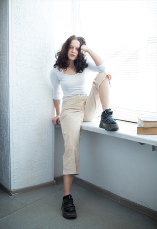 VINTAGE 80'S CREAM VELVET TROUSERS