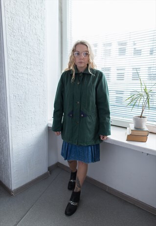 VINTAGE 80'S GREEN PARKA COAT