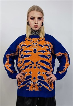 Skeleton sweater knitted bones jumper rib cage knitwear