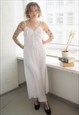Vintage 70's White Satin Lace Top Long Fit Slip Dress