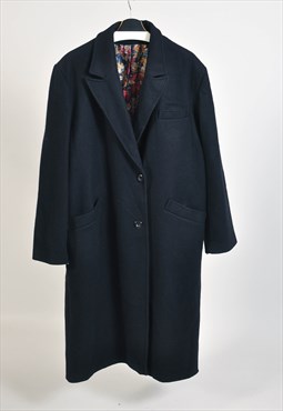 Vintage 90s maxi wool coat in navy