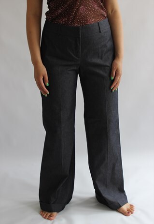 DENIM STYLE WIDE LEG TROUSERS