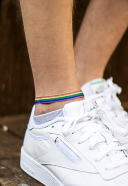 Pride anklet men rainbow flag colors LGBTQ strap festival