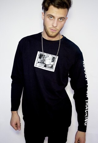 'ADJUST YOUR TRACKING' LONG SLEEVE BLACK T-SHIRT