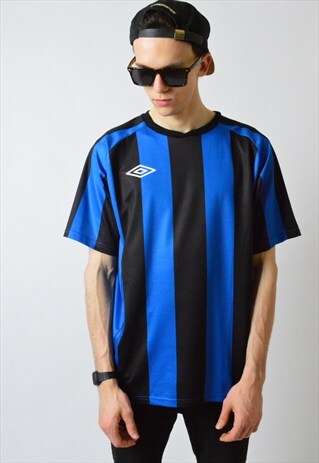 VINTAGE 90S STRIPED UMBRO SPORTS JERSEY T-SHIRT