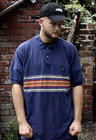 VINTAGE RALPH LAUREN AZTEC DESIGN POLO SHIRT XL