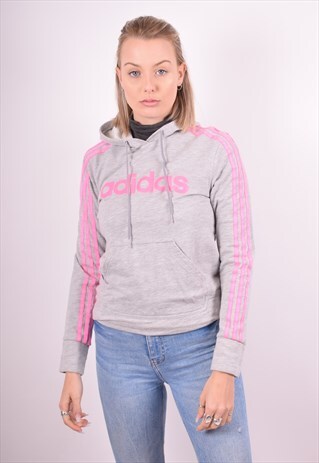 ADIDAS WOMENS VINTAGE HOODIE JUMPER MEIDUM GREY 90S